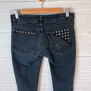 Obey Propaganda Jeans SZ 28X34 Blackish Blue Debbie Fit Low Waist Skinny Studs
